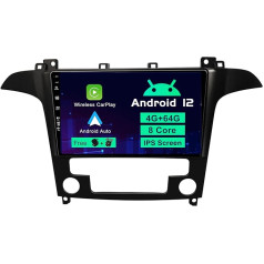 SXAUTO Autoradio Android 10 piemērots Ford S-Max (2006-2015) - [Iebūvēts Carplay/Android Car/DSP] - LED kamera Bez mikrofona - [4G + 64G] - 9 collas - 2 DIN - Atbalsta DAB stūres vadību 4G WiFi BT