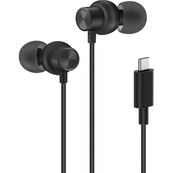 PALOVUE USB C austiņas austiņas, C tipa magnētiskās austiņas ar mikrofonu, saderīgas ar Samsung Galaxy S22 S21 Ultra S20 FE 10, Google Pixel 7 6 5, iPhone 15 Series, One Plus 9 8 7, melnas krāsas