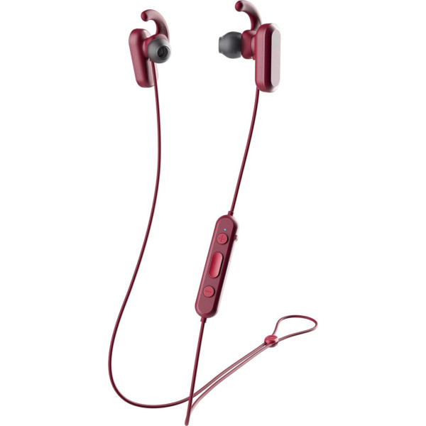 Skullcandy Method bezvadu austiņas ar trokšņu slāpēšanu, Bluetooth mikrofons, 8 h akumulators, drošs FitFin gels, IPX4 sviedru/ūdens izturība, Moab Red, viens izmērs