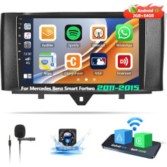 OiLiehu 2G+64G Android 13 Doppeldin Radio Carplay Android Auto für Mercedes Benz Smart Fortwo W451 2011-2015 Autoradio Mit Bildschirm 9 Zoll Unterstützung Equalizer/Bluetooth/FM RDS/WiFi/GPS