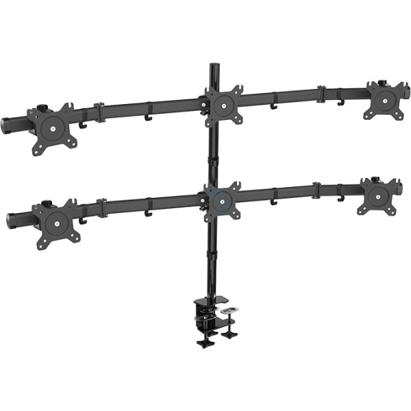 HFTEK - HF360C Screen Mount for 6 Monitors from 15 to 27 Inch VESA 75/100 Monitor Arm Monitor Mount Monitor Stand TV Mount