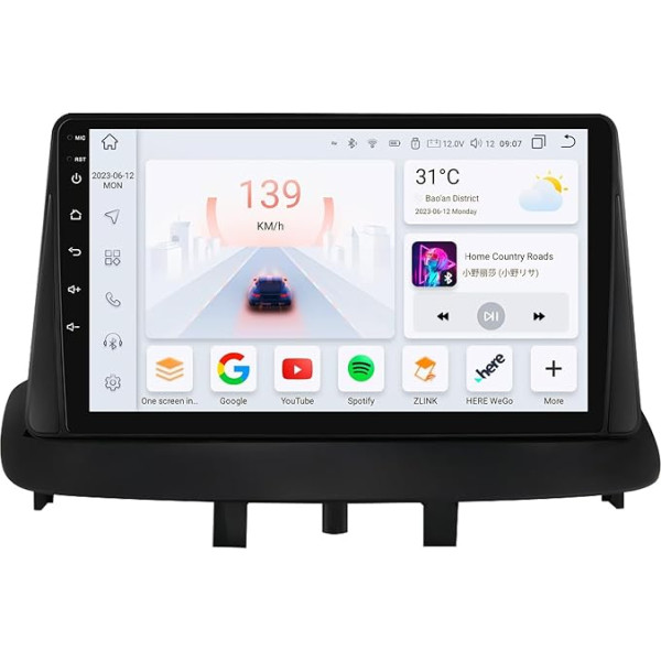 Android 12 Auto radio 9 collu skārienjūtīgais ekrāns 8 kodolu Renault Megane 3 2008-2014 WiFi bezvadu Android auto un bezvadu Carplay Bluetooth 4G + 32G WiFi 4G GPS RDS AM/FM atpakaļgaitas kamera