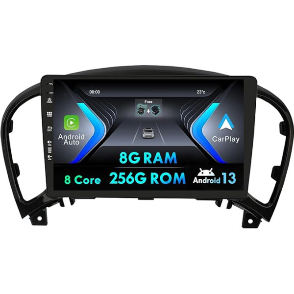 Android 12 Double DIN auto radio piemērots Nissan Juke 2004-2016 Camera Mic Free [8G + 256G] Atbalsta stūres vadības ierīci 4G WiFi DAB Carplay Android auto BT5.0 RDS Mirror Link USB