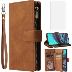 Asuwish Mobilā tālruņa futrālis Oppo Reno 2 Case with Screen Protector and Card Slot Foldable Leather Wallet Stand Reno2 Zip Mobilo tālruņu futrāļi Reno2 Zip Ekrāna aizsargstikls ar rūdīta stikla aizsargstiklu Mobilā tālruņa futrāļi