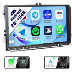 2G+64G CAMECHO Android 13 Autoradio mit Navi für VW Golf 5 Polo Skoda Caddy,mit Carplay Android Auto Bluetooth,9 Zoll Auto Radio Touch Display mit Mirror Link FM/RDS WiFi SWC und USB