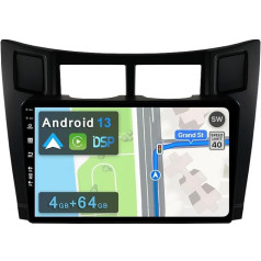 YUNTX [4GB + 64GB] Android 12 autoradio Toyota Yaris XP90 (2005-2012)-[Integrēts CarPlay/Android Car/DSP/GPS]-9 collu IPS 2.5D kamera + MIC-DAB/ stūres vadības stūres vadība/Mirror Link/Bluetooth 5.0/360