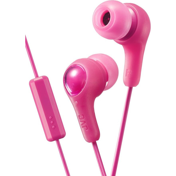 JVC GUMY In-Ear-Kopfhörer mit Stay-Fit-Ohrstöpsel und Mikrofon, 1 m langes Kabel mit Kopfhöreranschluss, klein, mittel und groß, Pink GUMY HAFX7MP