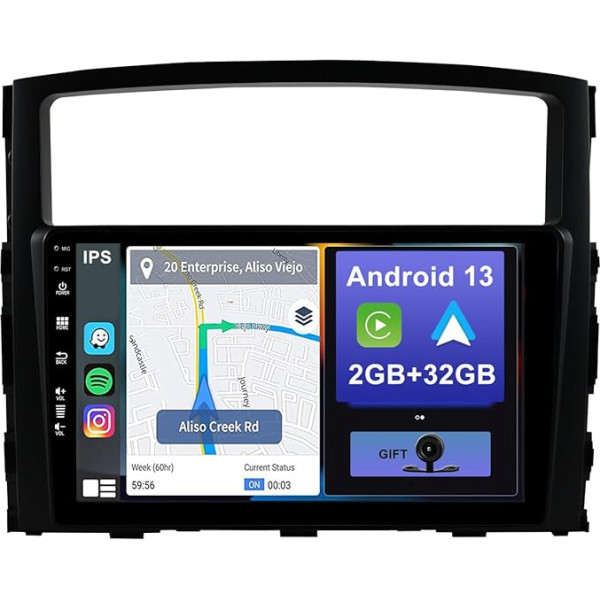 YUNTX Android 12 Auto radio priekš Mitsubishi Pajero 4 V80 V90 (2006-2016)-2 DIN [Iebūvēts CarPlay/Android Car/GPS] 9 collu IPS 2.5D skārienjūtīgais ekrāns Bez kameras DAB / Vadības stūres / M irrorLink / BT 5.0