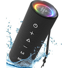 Tronsmart Mirtune C2 Bluetooth Lautsprecher mit Dual Treiber Starkem Bass 360°, IPX7 Wasserdicht, Stereo-Sound, 24h Spielzeit Musikbox für Partys, im Freien (Schwarz)