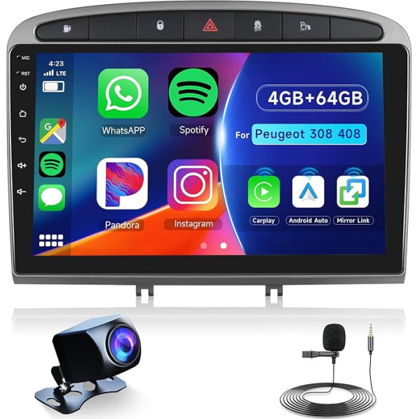 Hodozzy 4G + 64G auto radio Peugeot 308 408 2010-2016 Android 8 Core 9