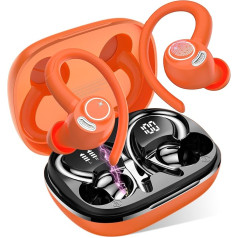 Bluetooth Kopfhörer Sport, in Ear Kopfhörer Kabellos Bluetooth 5.3 mit HD Mic, Herausragender Sound, 40 Std Spielzeit, Comfort Fit, Dual LED-Anzeige, IP7 Wasserdicht Ohrhörer mit Ohrhaken, Orange