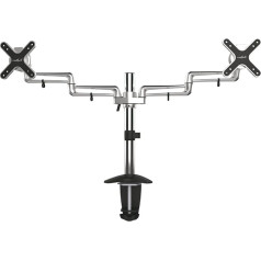 PureMounts Monitor Halterung für Schreibtische bis 71cm (28 Zoll), schwenkbar, negbar, drehbar, VESA 100, Armlänge: 2x 32cm