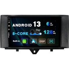 SXAUTO - 6G + 128G - Android 13 IPS auto radio Benz Smart Fortwo (2011-2015) - Iebūvēts Carplay/Android Car/DSP - LED kamera + MIC - DAB stūres vadības pults vadība Fast Boot 360-CAM WiFi - 2 DIN 9