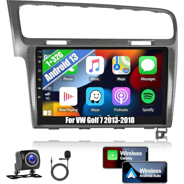 1G + 32G Android 11 auto radio VW Golf 7 2013-2018, 10,1 collu ekrāns Double DIN radio ar navigāciju Carplay/Android Auto HI-FI Bluetooth WiFi GPS SWC + AHD aizmugures skata kamera