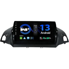 SXAUTO - Iebūvēts DAB - Android 13 IPS autoradio Ford Kuga (2013-2018) - Iebūvēts Carplay/Android Car - LED kamera + Mic - 4G + 64G - 360-CAM stūres vadības stūres vadība Fast Boot WiFi DSP - 2 DIN 9