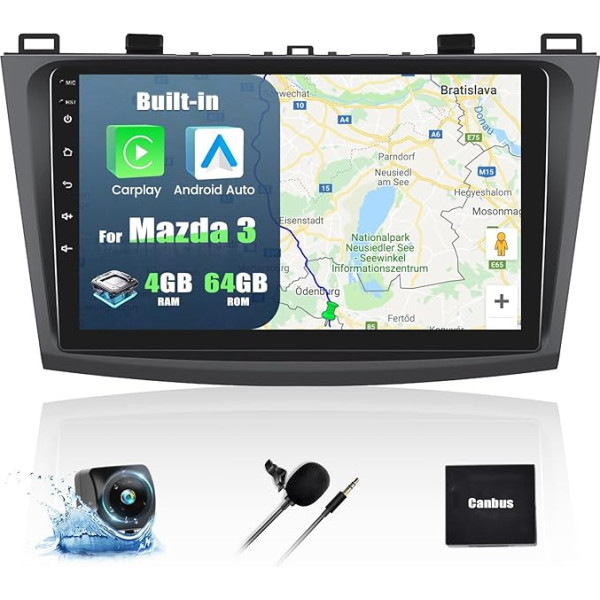 [8-Core 4G+64G] Android 13 Autoradio für Mazda 3 2009-2013 mit Wireless CarPlay Android Auto, 9