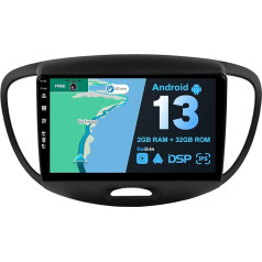 JOYX Android 12 IPS auto radio piemērots Hyundai I10 (2007-2013) - iebūvēts bezvadu CarPlay Android automašīnai - bezmaksas atpakaļgaitas kamera - 2G + 32G - 9 collu 2 DIN - DAB stūres vadība 4G WiFi Fast