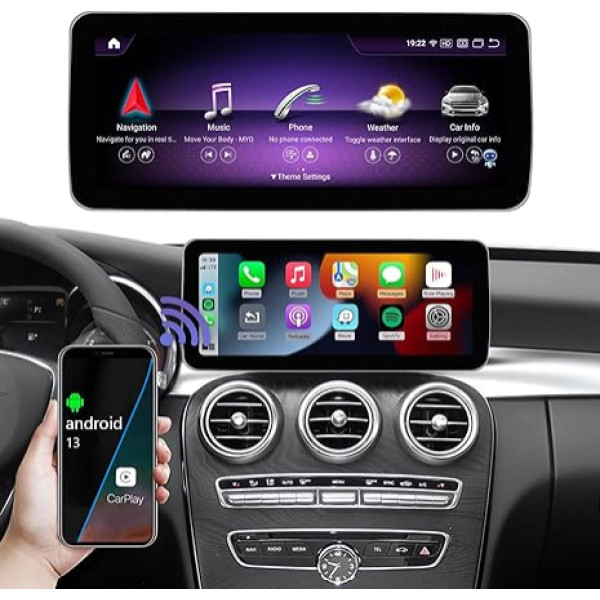 Road Top Android 13 Auto radio 12,3 collu Carplay skārienjūtīgais ekrāns Mercedes Benz C GLC klasei W205 2015-2018 ar NTG5.0, 8 + 256 GB, atbalsta Wireless Carplay, Android Car, navigāciju