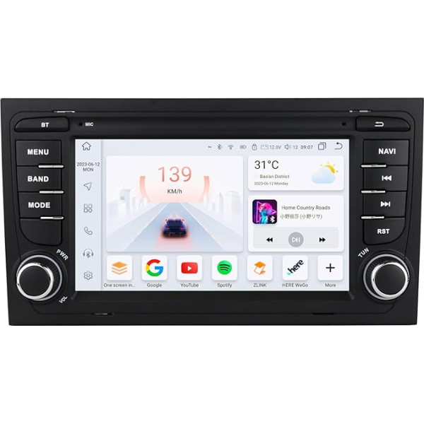 Android 12 Auto radio 7 collu skārienjūtīgais ekrāns 8 kodolu Audi A4 B6 (8E/8H) (2000-2006) / B7 (8E/8H) (2004-2008) WiFi CarPlay / Android Auto Bluetooth DAB+ OBD2 RDS OPS SWC DSP (A4)