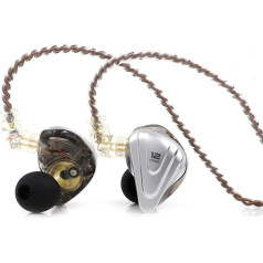 LINSOUL KZ ZSX 5BA+1DD 6 draiveru hibrīda In-Ear Hi-Fi austiņas ar cinka sakausējuma priekšējo paneli un 0,75 mm, 2 kontaktu noņemamu kabeli audiofilu mūziķiem (bez mikrofona, melnas)