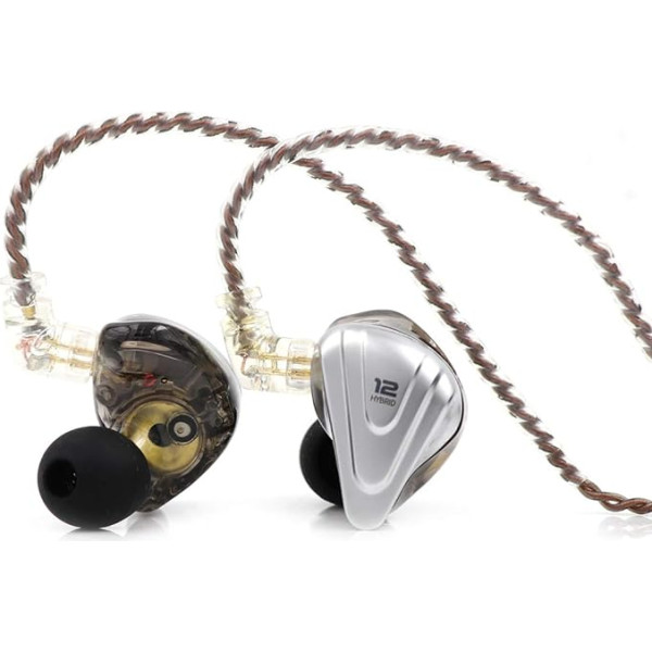 LINSOUL KZ ZSX 5BA+1DD 6 draiveru hibrīda In-Ear Hi-Fi austiņas ar cinka sakausējuma priekšējo paneli un 0,75 mm, 2 kontaktu noņemamu kabeli audiofilu mūziķiem (bez mikrofona, melnas)