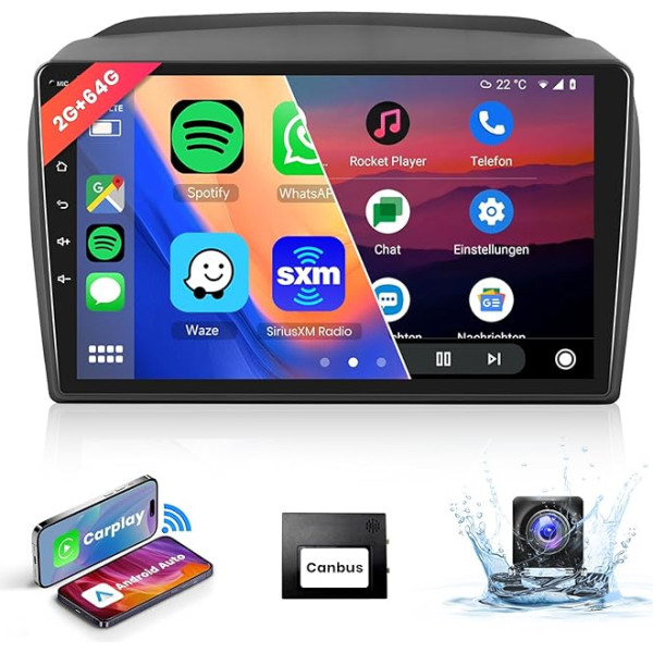 【8 Kern 2+64G】 Hodozzy Carplay Autoradio für FIAT Doblo 2010-2015/Opel Combo 2011-2018 Android Autoradio mit Navi,9 Zoll Touchscreen mit Android Auto/Mirror Link/WiFi/GPS/RDS/FM/Bluetooth/USB/DSP