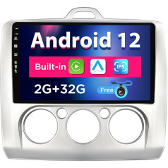 SXAUTO Android 12 IPS 9 collu autoradio Ford Focus (2004-2011) - Iebūvēts CarPlay/Android Car/DSP - Bezmaksas atpakaļgaitas kamera - 2G + 32G - Vadāms no stūres DAB Fast Boot WiFi Google - 2 DIN