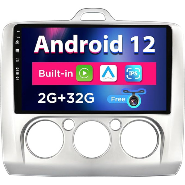 SXAUTO Android 12 IPS 9 collu autoradio Ford Focus (2004-2011) - Iebūvēts CarPlay/Android Car/DSP - Bezmaksas atpakaļgaitas kamera - 2G + 32G - Vadāms no stūres DAB Fast Boot WiFi Google - 2 DIN