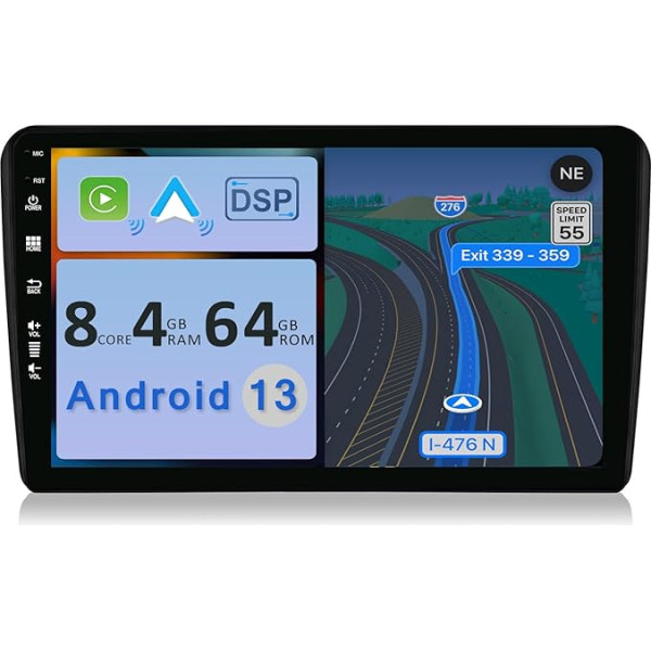 YUNTX [4GB + 64GB] Android 12 autoradio Audi A4 (B6/B7) | Seat Exeo [Integrated CarPlay/Android Car/DSP/GPS]-9 collu IPS Touch Screen CAM+MIC-DAB/Mirror Link/Bluetooth 5.0/AHD/360