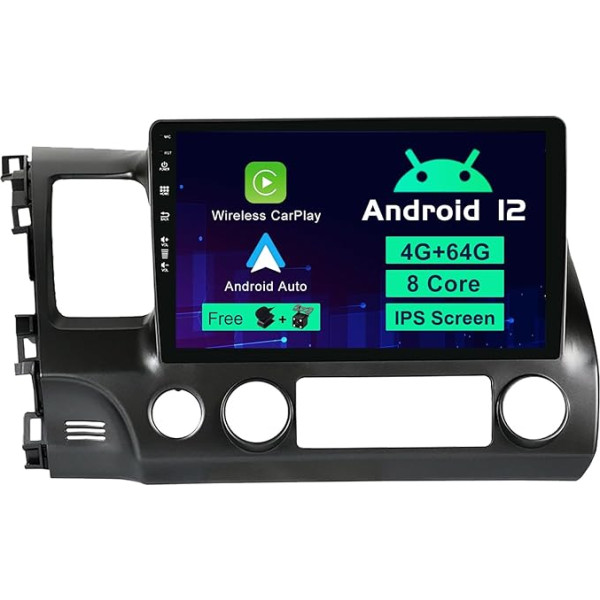 SXAUTO Android 12 IPS auto radio Honda Civic (2006-2011) - Iebūvēts Carplay/Android Car/DSP - LED kamera + MIC - 4G + 64G - DAB 360-CAM vadība pie stūres Fast Boot WiFi AHD - 2 DIN 10,1 collu