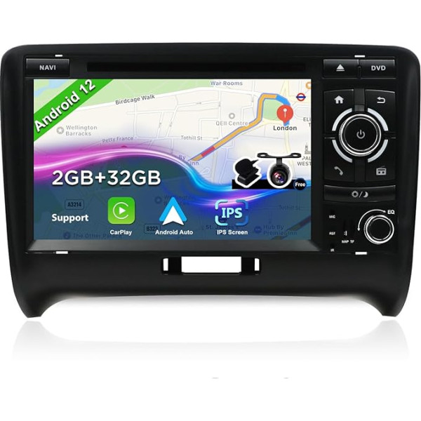 BXLIYER Android 12 auto radio Audi TT (2006-2011) - atpakaļgaitas kamera + bezmaksas mikrofons - 2G + 32G - IPS 7 collu 2 DIN - DAB stūres vadības pults WiFi Carplay Android Auto Split Screen Bluetooth