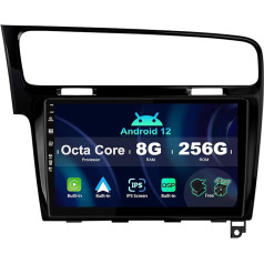 SXAUTO ¦ 8G + 256G ¦ Android 12 IPS auto radio Golf 7 (2013-2018) - Iebūvēts Carplay/Android Car/DSP - LED kamera + MIC - DAB stūres vadības ierīce Fast Boot 360-CAM WiFi - 2 DIN 10,1 collu - melns