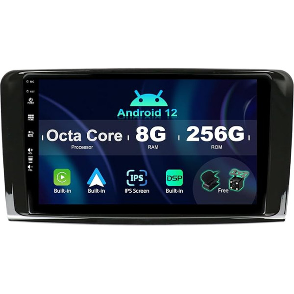 SXAUTO ¦ 8G + 256G ¦ Android 12 IPS auto radio Benz GL ML klasei W164 X164 ML350 ML350 ML450 ML500 GL320 GL450 - Iebūvēts Carplay/Android Car/DSP - Kamera + MIC - DAB SWC Fast-Boot 360-CAM - 2 Din 9 collas