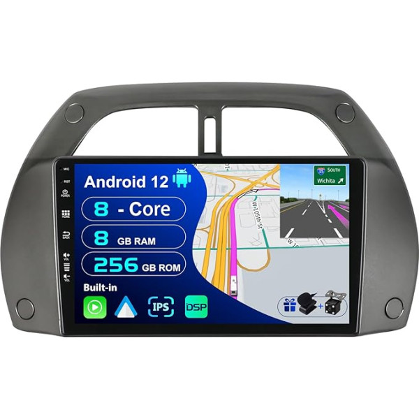 BXLIYER - [8G+256G, 8-core] - Android 12 IPS auto radio Toyota RAV4 (2011-2016) - Bezvadu CarPlay/Android Car/DSP - LED kamera un mikrofons - 9 collu 2 DIN - DAB stūres vadības stūres rats Fast Boot 360-CAM