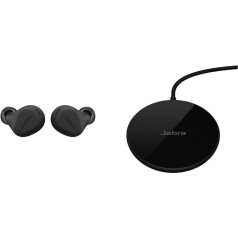 Jabra Elite 8 aktīvās bezvadu Bluetooth austiņas ar adaptīvu, hibrīdās aktīvās trokšņu slāpēšanas funkciju un 6 iebūvētiem mikrofoniem, izturīgas pret ūdeni un sviedriem, melnas, plus bezvadu uzlādes paliktni