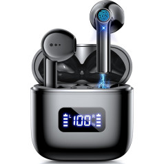 Eissix Kabellose Ohrhörer, Bluetooth 5.3 Kopfhörer In Ear mit Geräuschunterdrückung Mikrofon, 50H Spielzeit, LED-Display, Ladehülle, IPX5 Wasserdichte Kabellose Kopfhörer mit tiefem Bass Stereo Sound