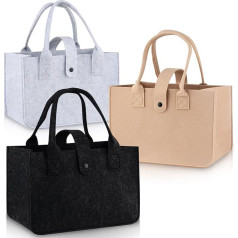 DASHUAIGE Pack of 3 Felt Shopping Bag, 30 x 20 x 18 cm, Foldable Felt Bags, Shopper, Felt Handbag, Carry Bag, Shopping Bag for Toys, Shopping, Going Out, Storage