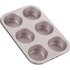 CHEFMADE Muffin Cake Pan, 6 dobumu nesadalīta kēksu panna cepšanas veidnes cepšanai cepeškrāsnī (šampanieša zelts)