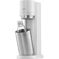 SodaStream Duo 8719128118345 Ūdens karbonizators ar CO2 balonu, 1 litra stikla pudeli un 1 x 1 litra trauku mazgājamā mašīnā mazgājamu plastmasas pudeli, augstums: 44 cm, krāsa: balta, 8719128118345