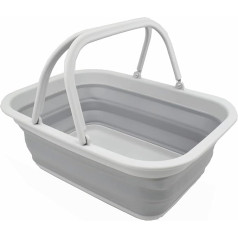 SAMMART 9.2 L Foldable Tub with Handle - Portable Outdoor Picnic Basket - Foldable Shopping Bag - Space-Saving Storage Container (Grey)