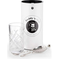 Buddy´s Bar - maisīšanas komplekts, 500 ml maisīšanas glāze, augstas kvalitātes, 27 cm bāra karote, sietiņš / bāra sietiņš, nerūsējošais tērauds, ļoti pulēts, drošs pārtikai, mazgājams trauku mazgājamā mašīnā, bāra komplekts ar