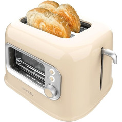 Cecotec Vertikaler Toaster RetroVision Beige, 700W Leistung, 2 Extra-breite Schlitze, Einzigartiges Anzeige-Design, Bräunungssteuerung, Retro-Design, Staubabdeckung