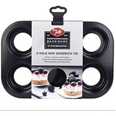 Tala Performance Mini-Schichtkuchenform, 6 Löcher, loser Boden, Karbonstahl von professioneller Stärke mit Eclipse-Antihaftbeschichtung, perfekt für individuelle Kuchen und Käsekuchen