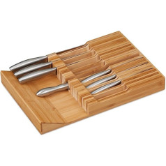 Держатель для ножей Relaxdays для 16 ножей и точильной стали, бамбуковый блок для ножей в лежачем положении H x W x D: 5 x 43 x 29 см, натуральный
