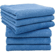 ZOLLNER Set of 6 hand towels, 50 x 100 cm, cotton, boil-proof, royal