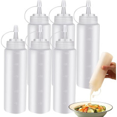 TACYKIBD 6 Stück 237 ml Gewürz-Quetschflaschen, Quetschflaschen mit Kappen und Messungen, Kunststoff-Quetschspender, perfekt für Gewürze, Ketchup, Senf, Grillen, Saucen, Salat, Dressing Olivenöl