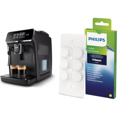 Philips Series 2200 pilnībā automātiskais kafijas automāts - Classic piena putotājs un CA6704/10 kafijas tauku šķīdināšanas tabletes pilnībā automātiskajiem kafijas automātiem, balts, viens izmērs