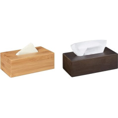 Relaxdays Bamboo Tissue Box for Cosmetics & Tissues Natural & Tissue Box Bamboo Tissue Box with Sliding Base Tissue Box for Tissues 7.5 x 24 x 12 cm Dark Brown