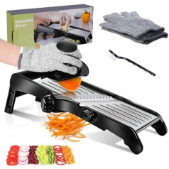 OZD Mandoline Gemüseschneider, Einstellbare Profi Mandoline mit Edelstahlklingen, Mandoline für Obst, Zwiebel - Reinigungsbürste senden