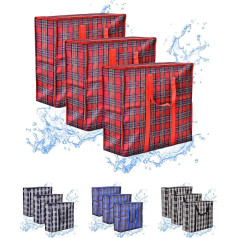 Daudzreiz lietojams 190 gsm lieljaudas uzglabāšanas maisiņš ar rāvējslēdzējiem, veļas maisiņš un drēbju skapis, ūdensnecaurlaidīgs, 60 x 50 x 25 cm, 82L (3 iepakojumi, sarkans)